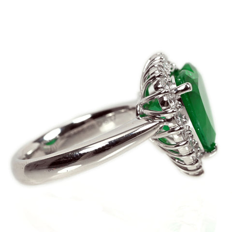 【中古】 PT900 EMERALD エメラルド リング E5.08ct D0.77ct GRS鑑別書付き 12.6g #12