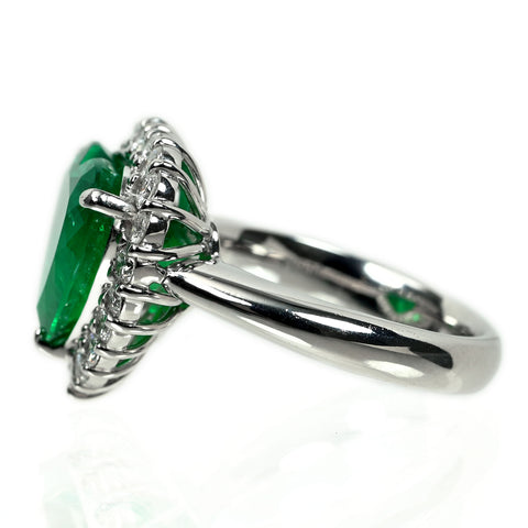 【中古】 PT900 EMERALD エメラルド リング E5.08ct D0.77ct GRS鑑別書付き 12.6g #12