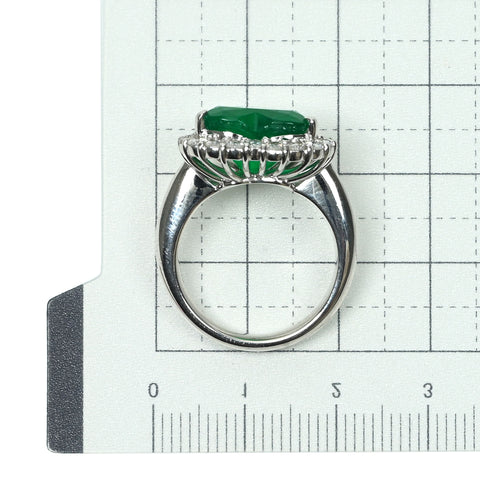 【中古】 PT900 EMERALD エメラルド リング E5.08ct D0.77ct GRS鑑別書付き 12.6g #12