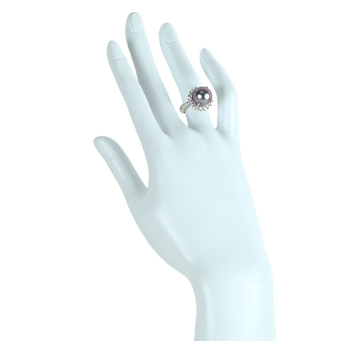 【中古】 PT900 TAHITIAN PEARL タヒチパールリング 11.0mm D0.56ct 9.6g #10