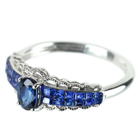【中古】K18WG SAPPHIRE サファイアリング S1.30ct ミステリーセッティング 2.9g #16