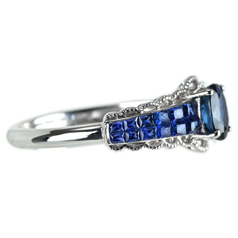 【中古】K18WG SAPPHIRE サファイアリング S1.30ct ミステリーセッティング 2.9g #16