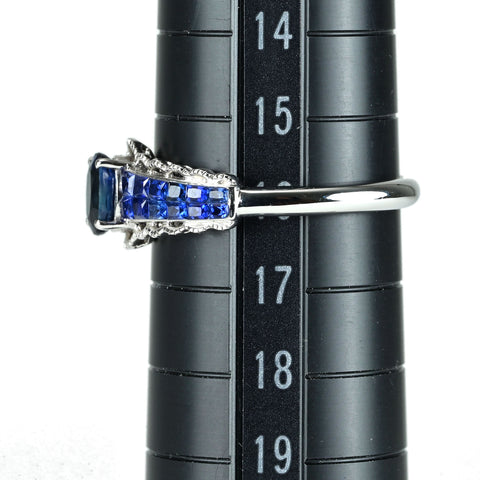 【中古】K18WG SAPPHIRE サファイアリング S1.30ct ミステリーセッティング 2.9g #16