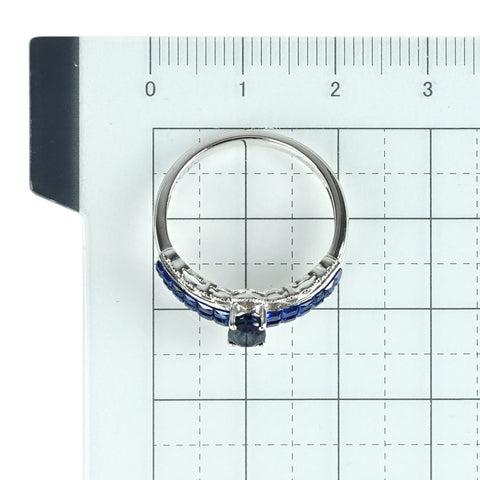 【中古】K18WG SAPPHIRE サファイアリング S1.30ct ミステリーセッティング 2.9g #16