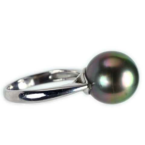 【中古】PT900 tahiti Pearl タヒチパールリング 11.2mm 5.9g #10 鑑別書付き