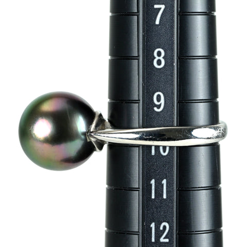 【中古】PT900 tahiti Pearl タヒチパールリング 11.2mm 5.9g #10 鑑別書付き