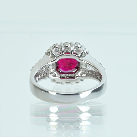 【中古】PT900 RUBYマダガスカル産非加熱ルビーリング R2.12ct D1.10ct GRS鑑別書 7.9g #13