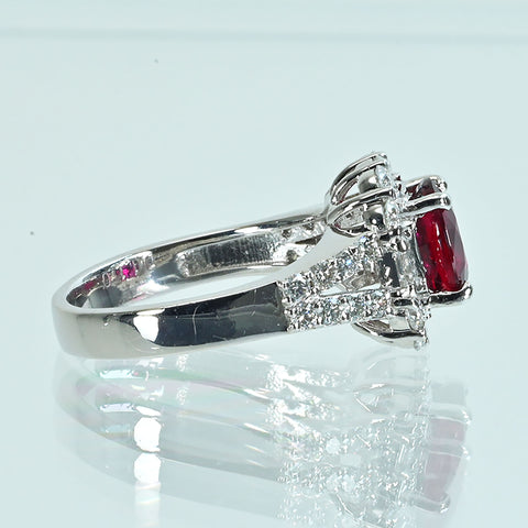 【中古】PT900 RUBYマダガスカル産非加熱ルビーリング R2.12ct D1.10ct GRS鑑別書 7.9g #13