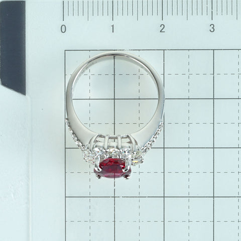 【中古】PT900 RUBYマダガスカル産非加熱ルビーリング R2.12ct D1.10ct GRS鑑別書 7.9g #13