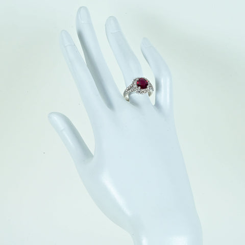 【中古】PT900 RUBYマダガスカル産非加熱ルビーリング R2.12ct D1.10ct GRS鑑別書 7.9g #13
