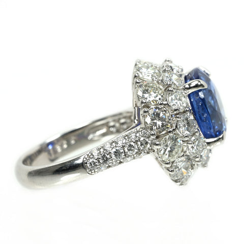 【中古】K18WG SAPPHIRE サファイア リング S6.62ct D4.20ct 9.5g GRS