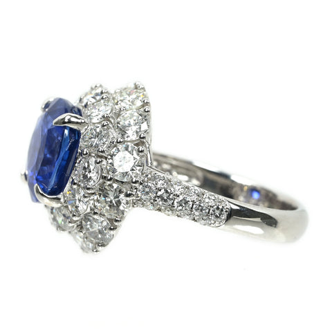 【中古】K18WG SAPPHIRE サファイア リング S6.62ct D4.20ct 9.5g GRS