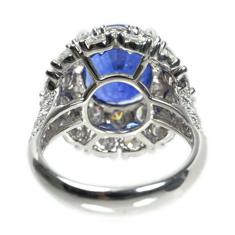 【中古】K18WG SAPPHIRE サファイア リング S6.62ct D4.20ct 9.5g GRS
