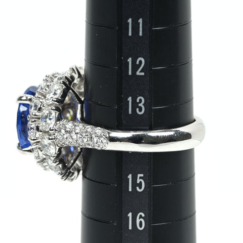 【中古】K18WG SAPPHIRE サファイア リング S6.62ct D4.20ct 9.5g GRS