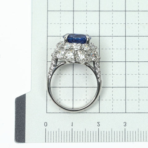【中古】K18WG SAPPHIRE サファイア リング S6.62ct D4.20ct 9.5g GRS