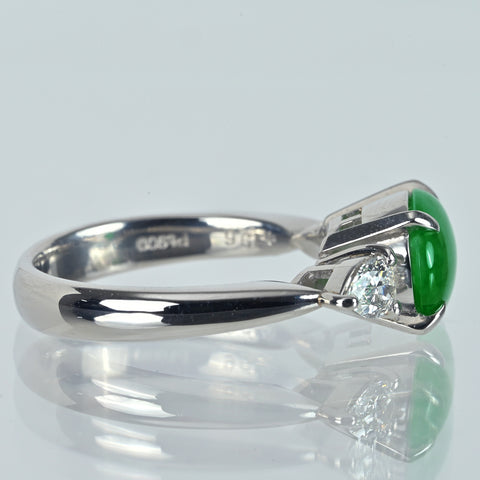 【中古】PT900 JADEITE ヒスイリング J1.96ct D0.43ct CGLソーティング #12.5 7.9g