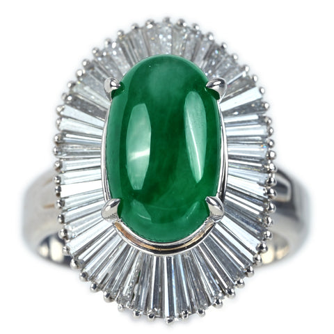 【中古】PT900 JADEITE ヒスイリング J4.01ct D1.20ct #12 12.8g