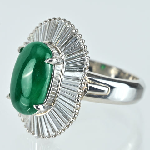 【中古】PT900 JADEITE ヒスイリング J4.01ct D1.20ct #12 12.8g
