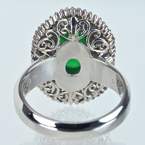 【中古】PT900 JADEITE ヒスイリング J4.01ct D1.20ct #12 12.8g