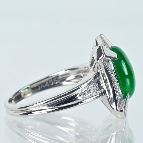 【中古】K18WG JADEITE ヒスイリング J4.55ct D0.37ct GGSソ #18.5 10.1g