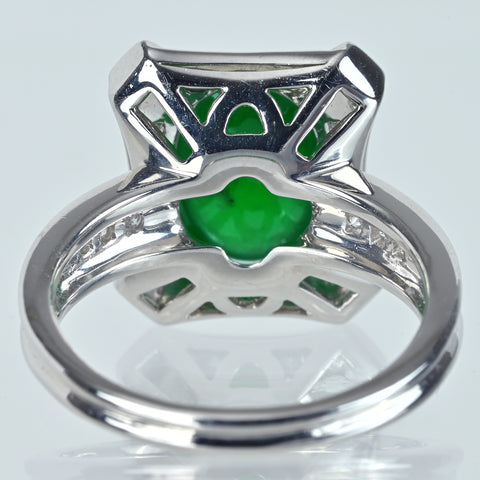 【中古】K18WG JADEITE ヒスイリング J4.55ct D0.37ct GGSソ #18.5 10.1g