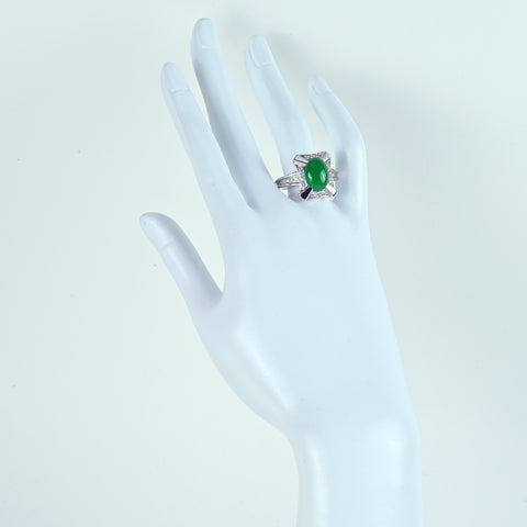 【中古】K18WG JADEITE ヒスイリング J4.55ct D0.37ct GGSソ #18.5 10.1g