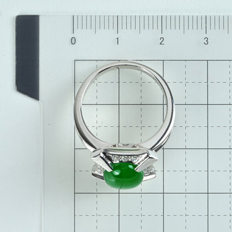 【中古】K18WG JADEITE ヒスイリング J4.55ct D0.37ct GGSソ #18.5 10.1g