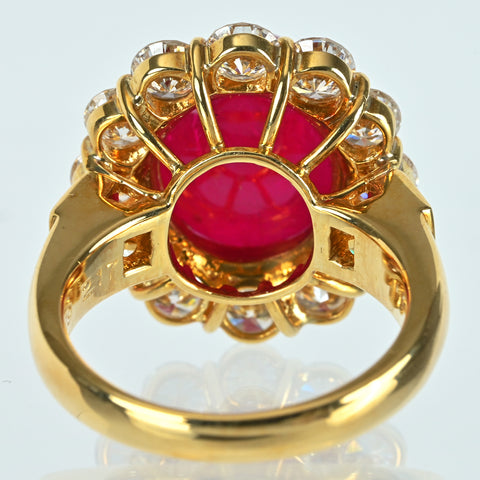 【中古】K18YG RUBY ルビーリング R7.29ct D2.17ct 鑑別 #8 8.7g