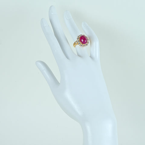 【中古】K18YG RUBY ルビーリング R7.29ct D2.17ct 鑑別 #8 8.7g