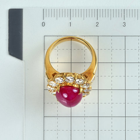 【中古】K18YG RUBY ルビーリング R7.29ct D2.17ct 鑑別 #8 8.7g
