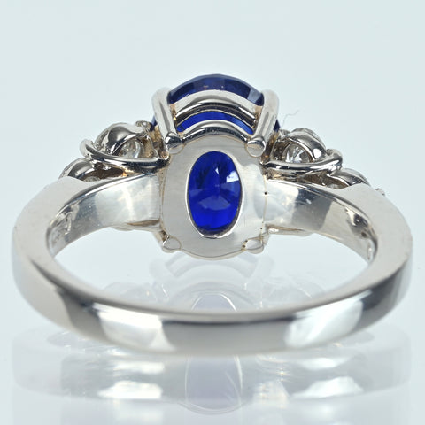【中古】PT900 SRILANKA SAPPHIRE スリランカ産サファイアリング S3.83ct D0.79ct GIA鑑別書 #12 7.1g