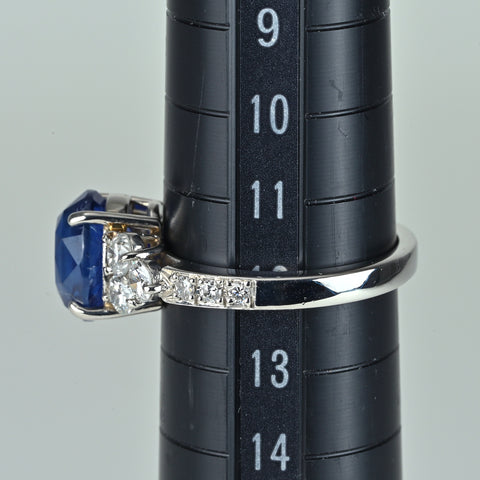 【中古】PT900 SRILANKA SAPPHIRE スリランカ産サファイアリング S3.83ct D0.79ct GIA鑑別書 #12 7.1g