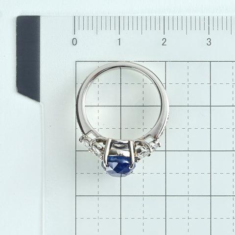 【中古】PT900 SRILANKA SAPPHIRE スリランカ産サファイアリング S3.83ct D0.79ct GIA鑑別書 #12 7.1g
