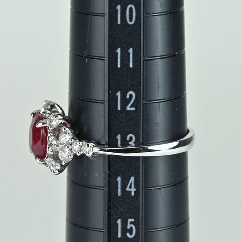 【中古】 K18WG RUBY 非加熱ルビーリング R1.27ct D0.39ct AIGS鑑別書付き 2.8g #13