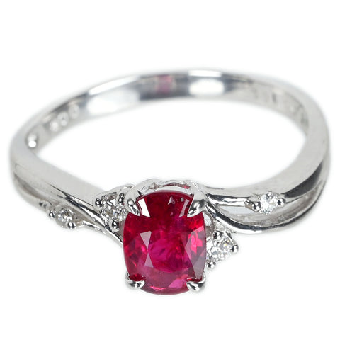 【中古】K18WG no heat RUBY 非加熱ピジョンブラッドルビーリング R 1.02ct D0.08ct AIGS鑑別書 2.6g #13