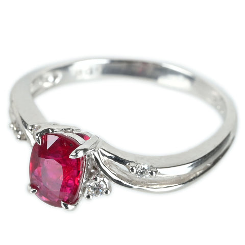 【中古】K18WG no heat RUBY 非加熱ピジョンブラッドルビーリング R 1.02ct D0.08ct AIGS鑑別書 2.6g #13