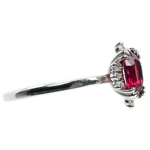 【中古】K18WG no heat RUBY非加熱ピジョンブラッド ルビー リング R1.01ct D0.08ct AIGS 2.9g #11.5