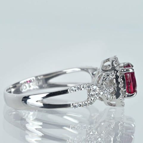 【中古】K18WG RUBY 非加熱ルビーリング R1.09ct D0.26ct AIGS鑑別書 3.5g #13