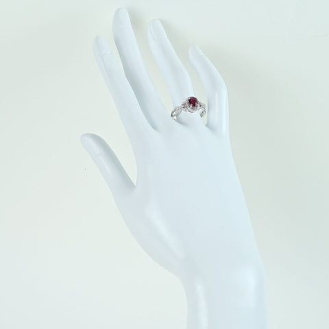 【中古】K18WG RUBY 非加熱ルビーリング R1.09ct D0.26ct AIGS鑑別書 3.5g #13