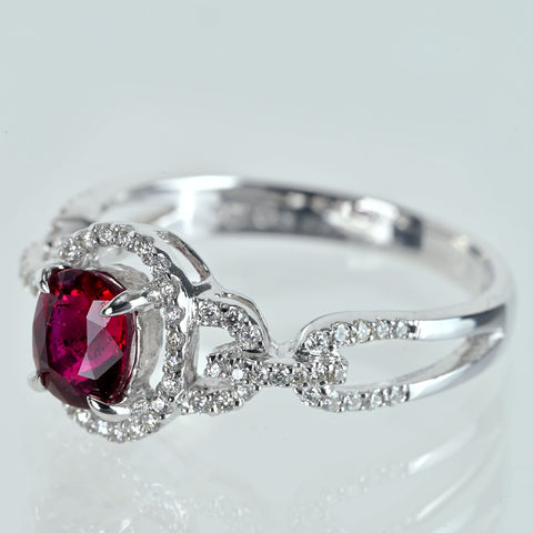 【中古】K18WG RUBY 非加熱ルビーリング R1.09ct D0.26ct AIGS鑑別書 3.5g #13