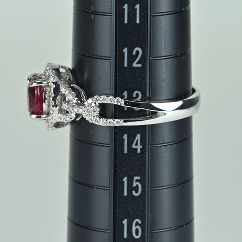 【中古】K18WG RUBY 非加熱ルビーリング R1.09ct D0.26ct AIGS鑑別書 3.5g #13