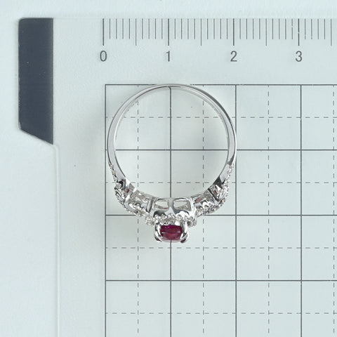 【中古】K18WG RUBY 非加熱ルビーリング R1.09ct D0.26ct AIGS鑑別書 3.5g #13