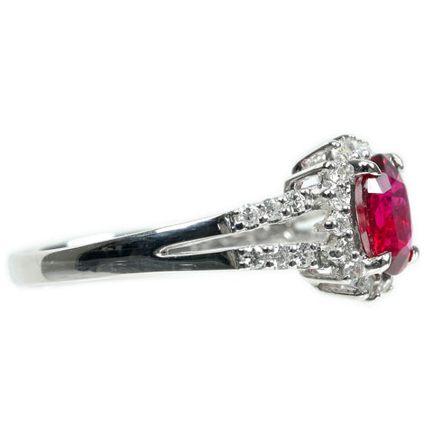 【中古】K18WG No heat RUBY非加熱ルビーリング R0.94ct D0.32ct AIGSピジョンブラッド 2.9g #13