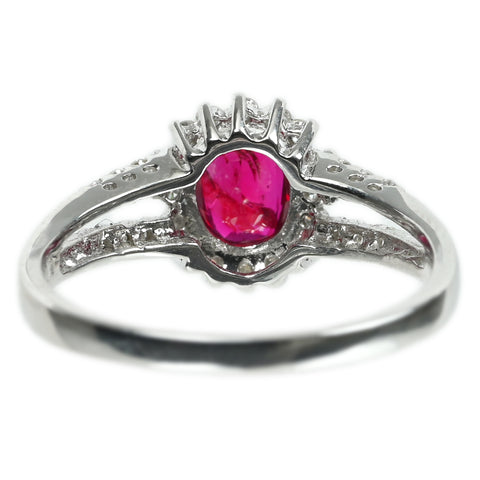 【中古】K18WG No heat RUBY非加熱ルビーリング R0.94ct D0.32ct AIGSピジョンブラッド 2.9g #13