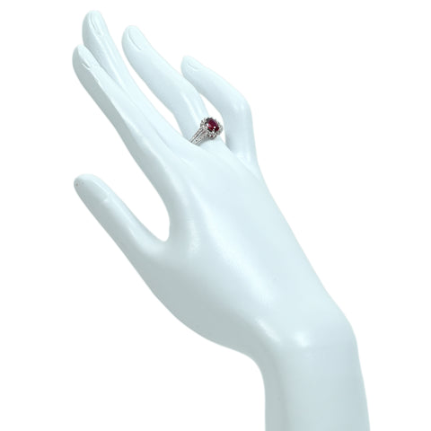 【中古】K18WG No heat RUBY非加熱ルビーリング R0.94ct D0.32ct AIGSピジョンブラッド 2.9g #13