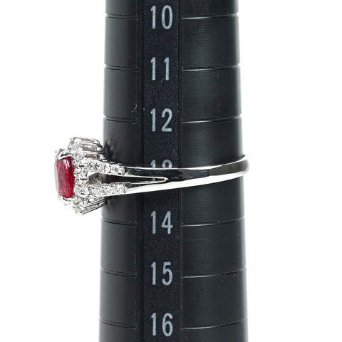 【中古】K18WG No heat RUBY非加熱ルビーリング R0.94ct D0.32ct AIGSピジョンブラッド 2.9g #13
