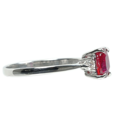 【中古】K18WG no heat RUBY 非加熱ピジョンブラッドルビー リング R1.08ct D0.10ct AIGS鑑別書 1.9g #13.5