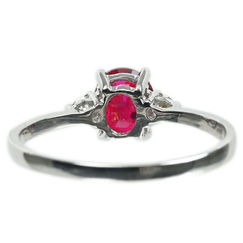 【中古】K18WG no heat RUBY 非加熱ピジョンブラッドルビー リング R1.08ct D0.10ct AIGS鑑別書 1.9g #13.5