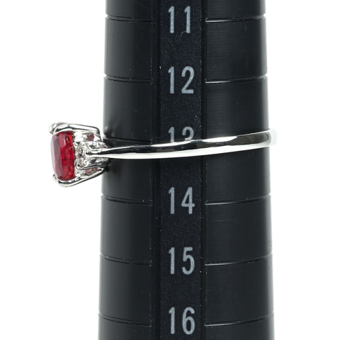 【中古】K18WG no heat RUBY 非加熱ピジョンブラッドルビー リング R1.08ct D0.10ct AIGS鑑別書 1.9g #13.5