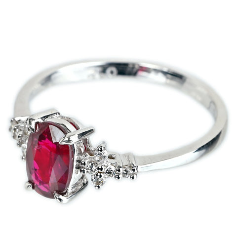 【中古】K18WG no heat RUBY 非加熱ピジョンブラッドルビーリング R1.03ct D0.12ct AIGS鑑別書 2.2g #13